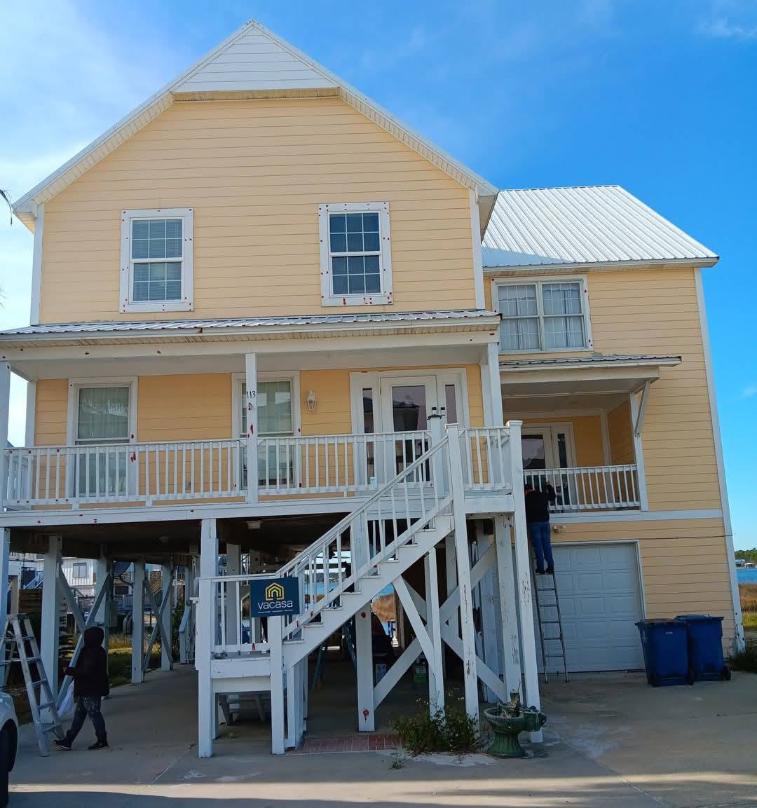 Beach house prep and paint in progress
